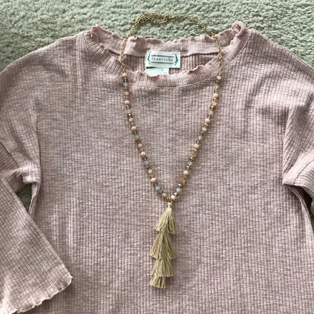 Pink Color 3/4 Sleeves Tunic Top - Picture 4 of 7